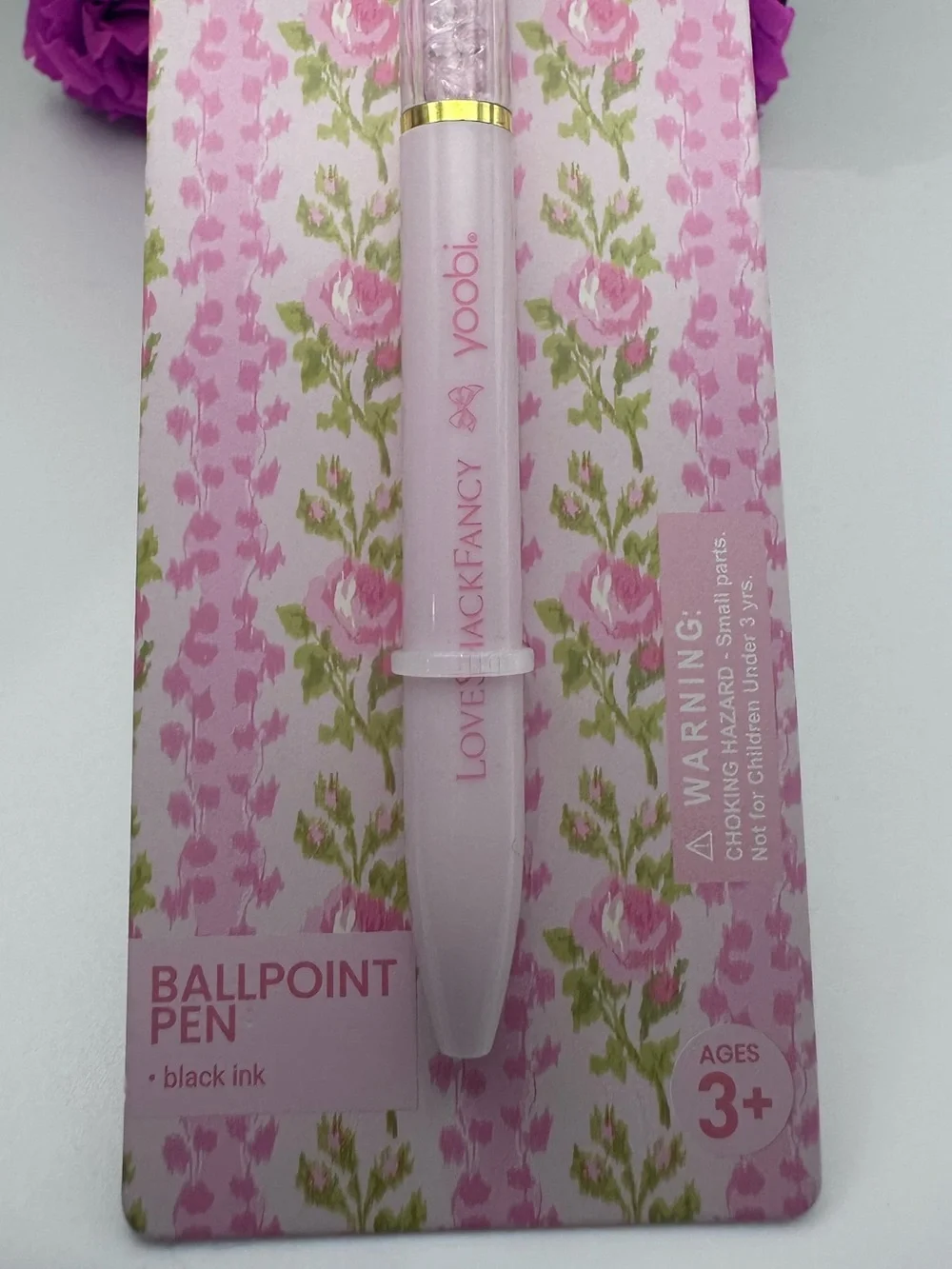 LoveShackFancy Pink Bow Crystal Ballpoint Pen